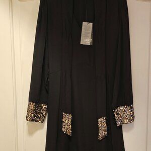 Mim's Creazioni Black Formal/Cocktail Dress with Sequined Cuffs (NWT)